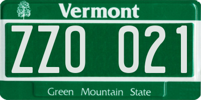 VT license plate ZZO021