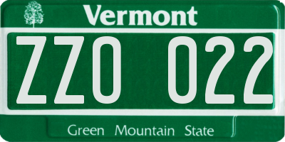 VT license plate ZZO022
