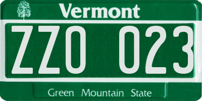 VT license plate ZZO023