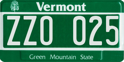 VT license plate ZZO025