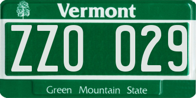 VT license plate ZZO029