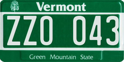 VT license plate ZZO043