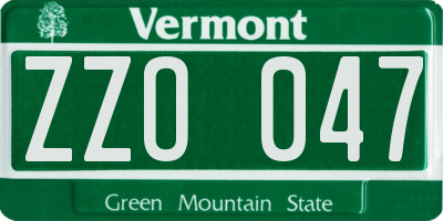 VT license plate ZZO047