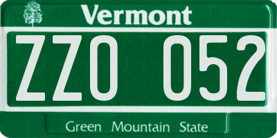 VT license plate ZZO052