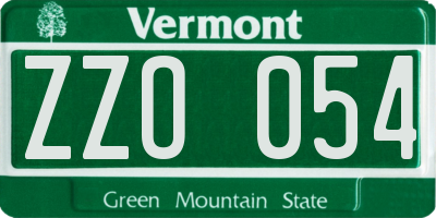 VT license plate ZZO054