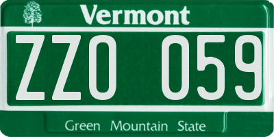 VT license plate ZZO059