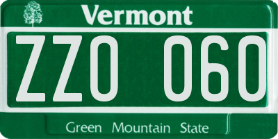 VT license plate ZZO060