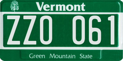 VT license plate ZZO061