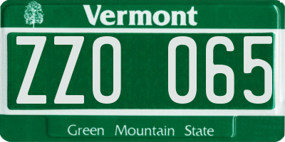 VT license plate ZZO065