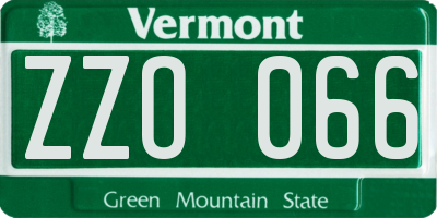 VT license plate ZZO066