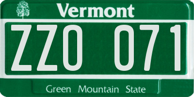 VT license plate ZZO071