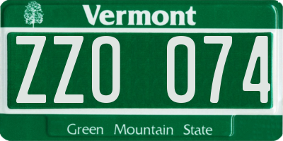 VT license plate ZZO074