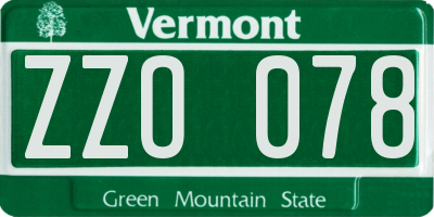 VT license plate ZZO078