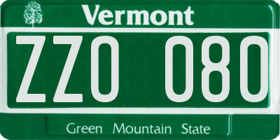 VT license plate ZZO080