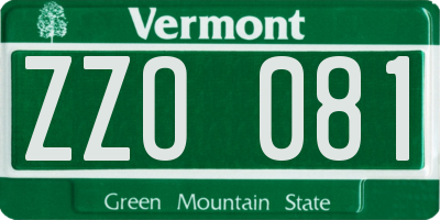 VT license plate ZZO081