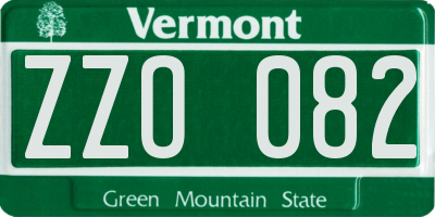 VT license plate ZZO082