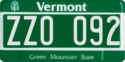 VT license plate ZZO092