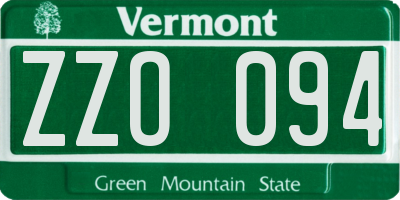 VT license plate ZZO094