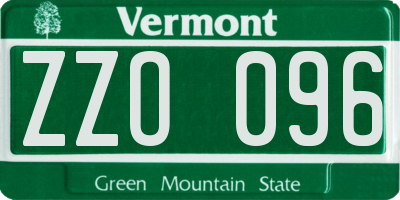 VT license plate ZZO096