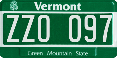 VT license plate ZZO097