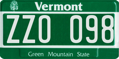 VT license plate ZZO098
