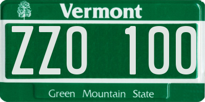 VT license plate ZZO100