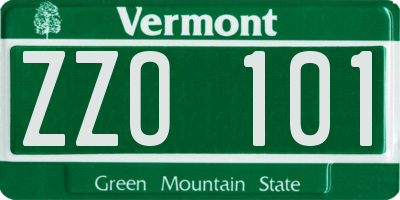 VT license plate ZZO101