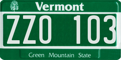 VT license plate ZZO103