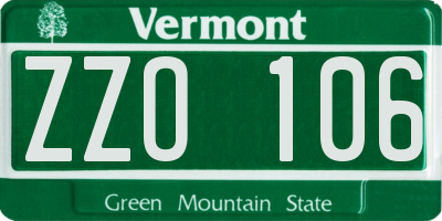 VT license plate ZZO106