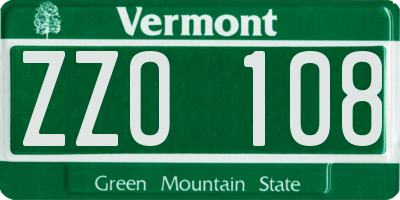 VT license plate ZZO108