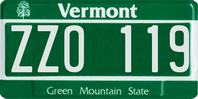 VT license plate ZZO119