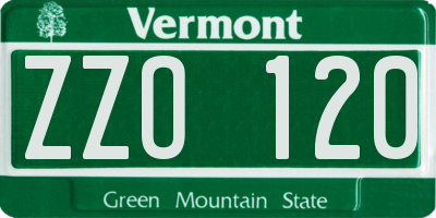 VT license plate ZZO120