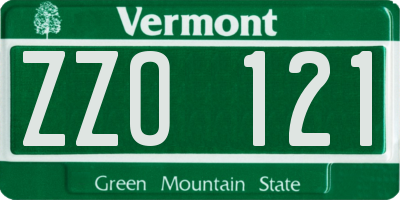 VT license plate ZZO121