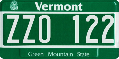 VT license plate ZZO122