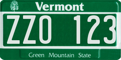 VT license plate ZZO123