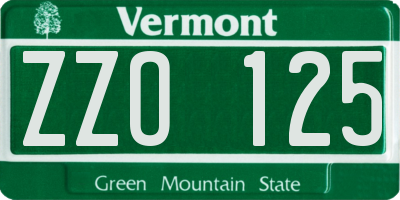 VT license plate ZZO125
