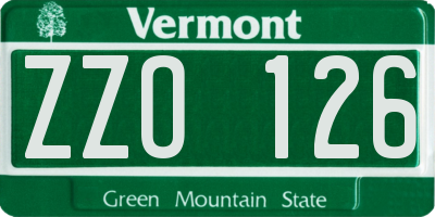 VT license plate ZZO126