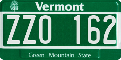 VT license plate ZZO162