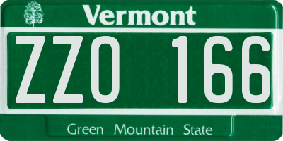 VT license plate ZZO166