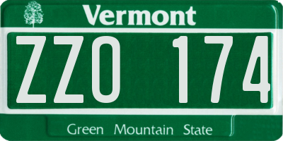 VT license plate ZZO174