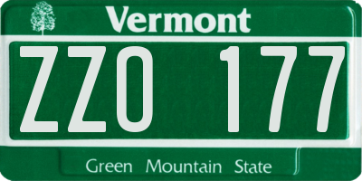 VT license plate ZZO177