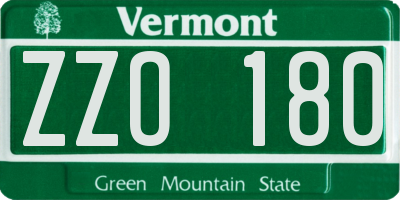 VT license plate ZZO180