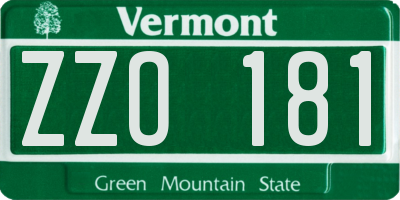 VT license plate ZZO181