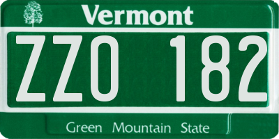 VT license plate ZZO182