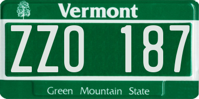 VT license plate ZZO187