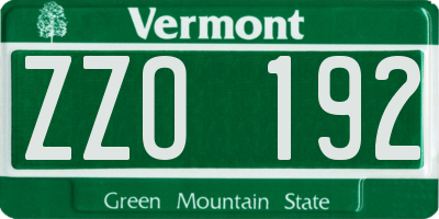VT license plate ZZO192