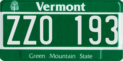 VT license plate ZZO193