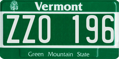VT license plate ZZO196