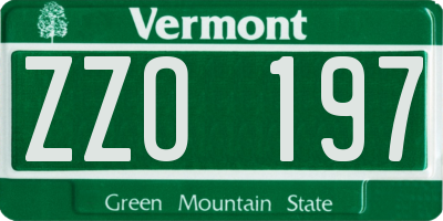 VT license plate ZZO197