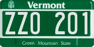 VT license plate ZZO201